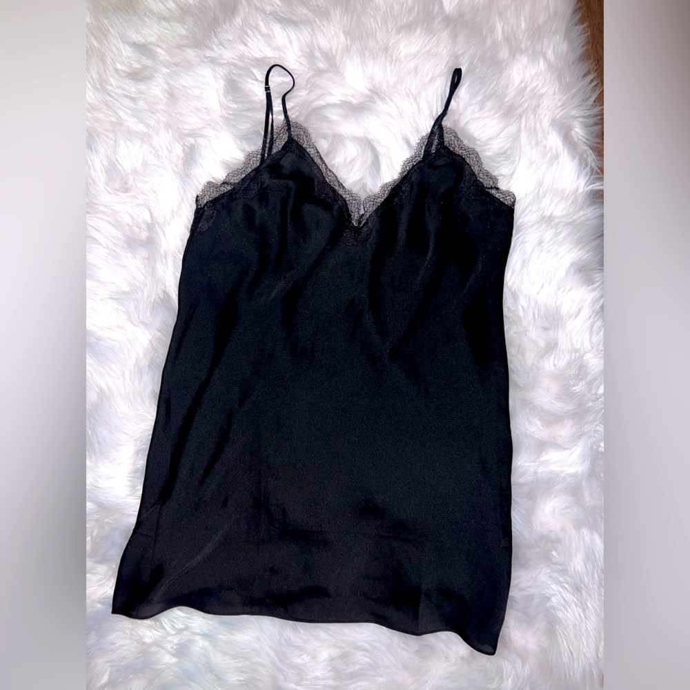 Victoria’s Secret Black Satin and Lace Trim Chemise